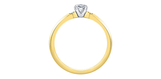 10K Three Stone Engagement Ring,