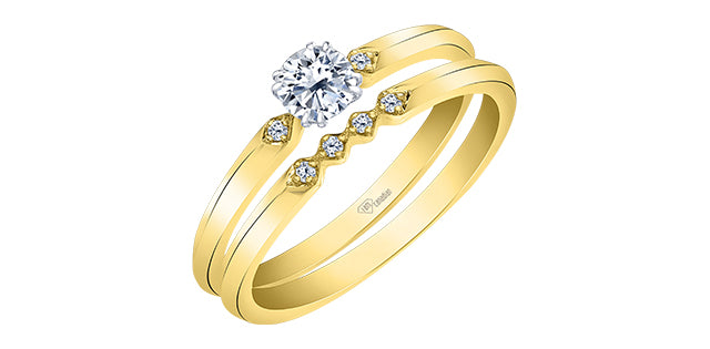 10K Three Stone Engagement Ring,