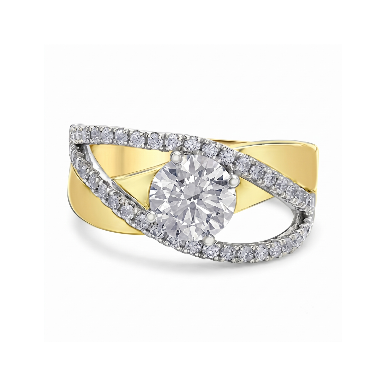 Diamond Evolution 14k Two-Tone Gold 2.02ctw Round Lab-Grown Bypass Engagement Ring