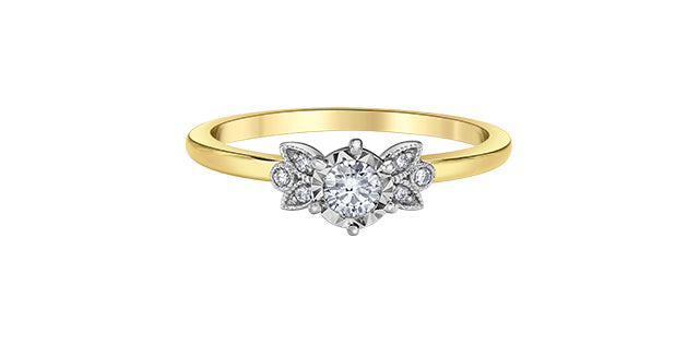 10kFloral Engagement Ring,