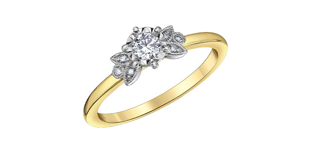 10kFloral Engagement Ring,