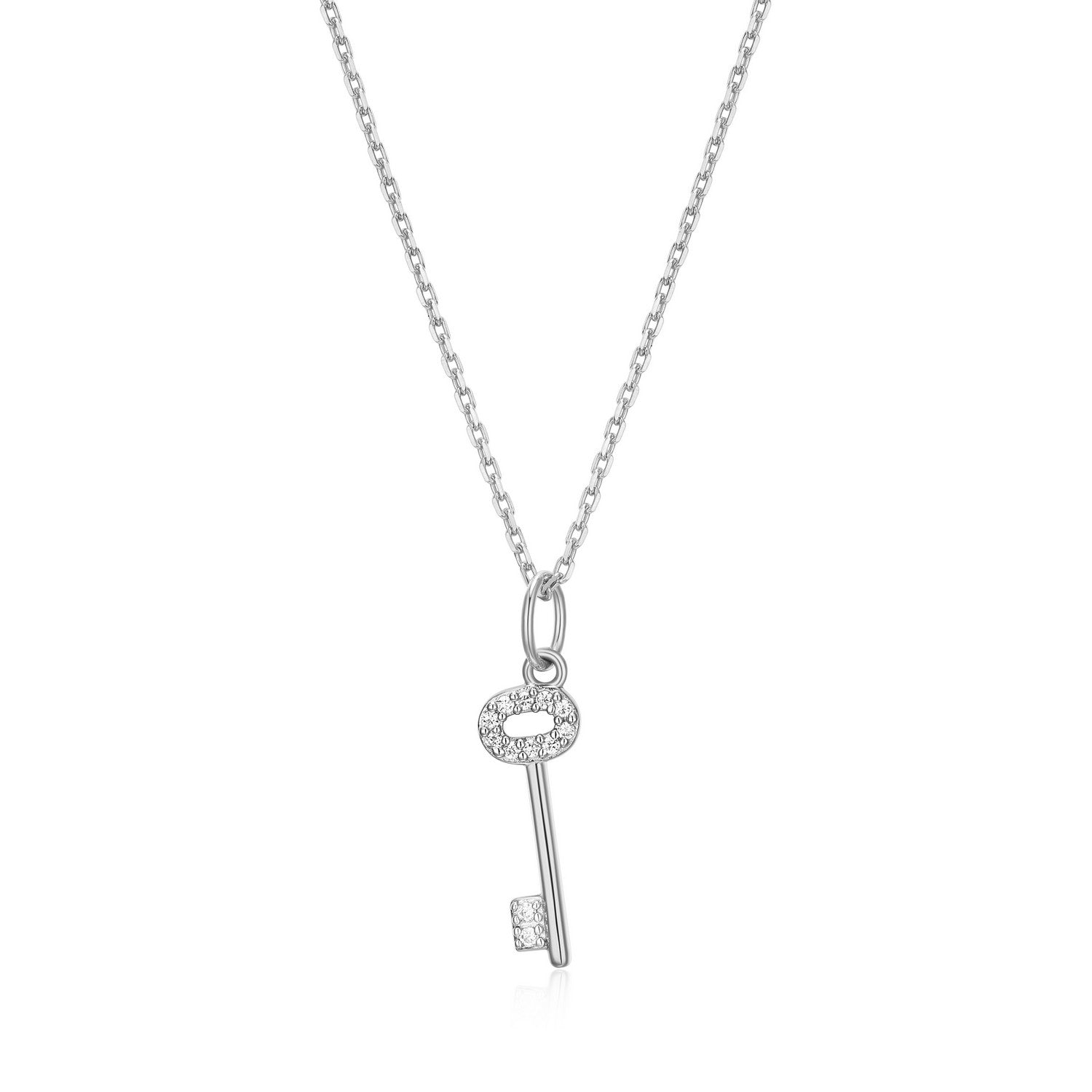 "M" Lab-Created Diamond Sterling Silver Key Necklace
