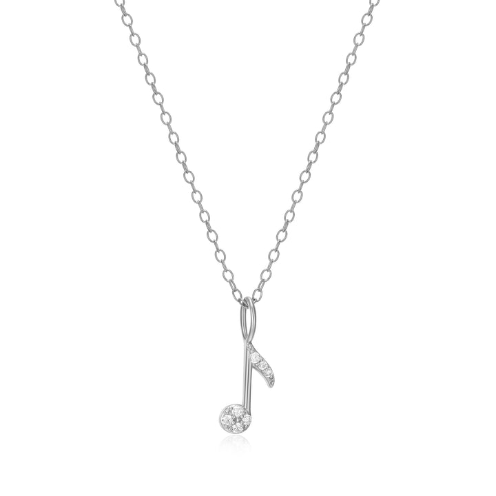 Sterling Silver Music Note Lab-Created Diamond Necklace