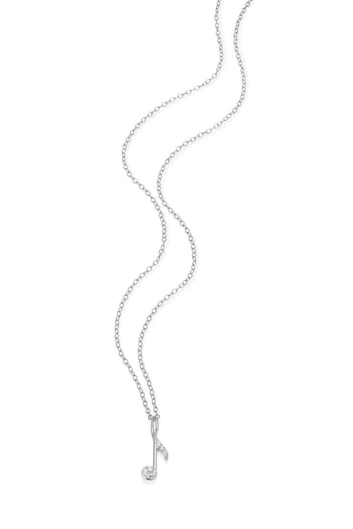 Sterling Silver Music Note Lab-Created Diamond Necklace