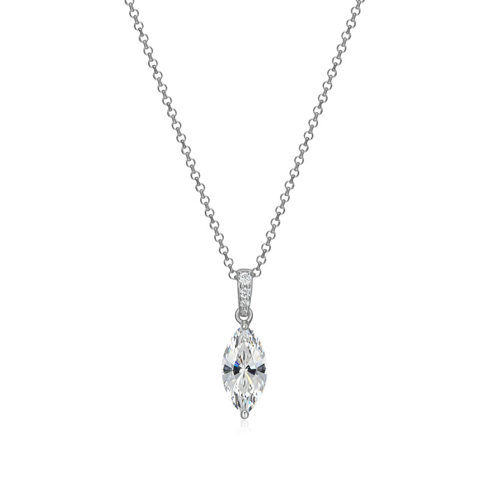 Sterling Silver Marquise Diamondlite CZ Pendant with Hidden Halo