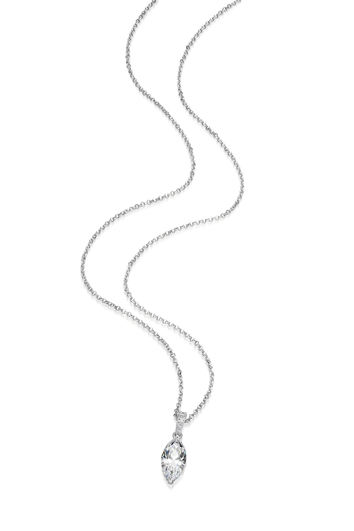Sterling Silver Marquise Diamondlite CZ Pendant with Hidden Halo