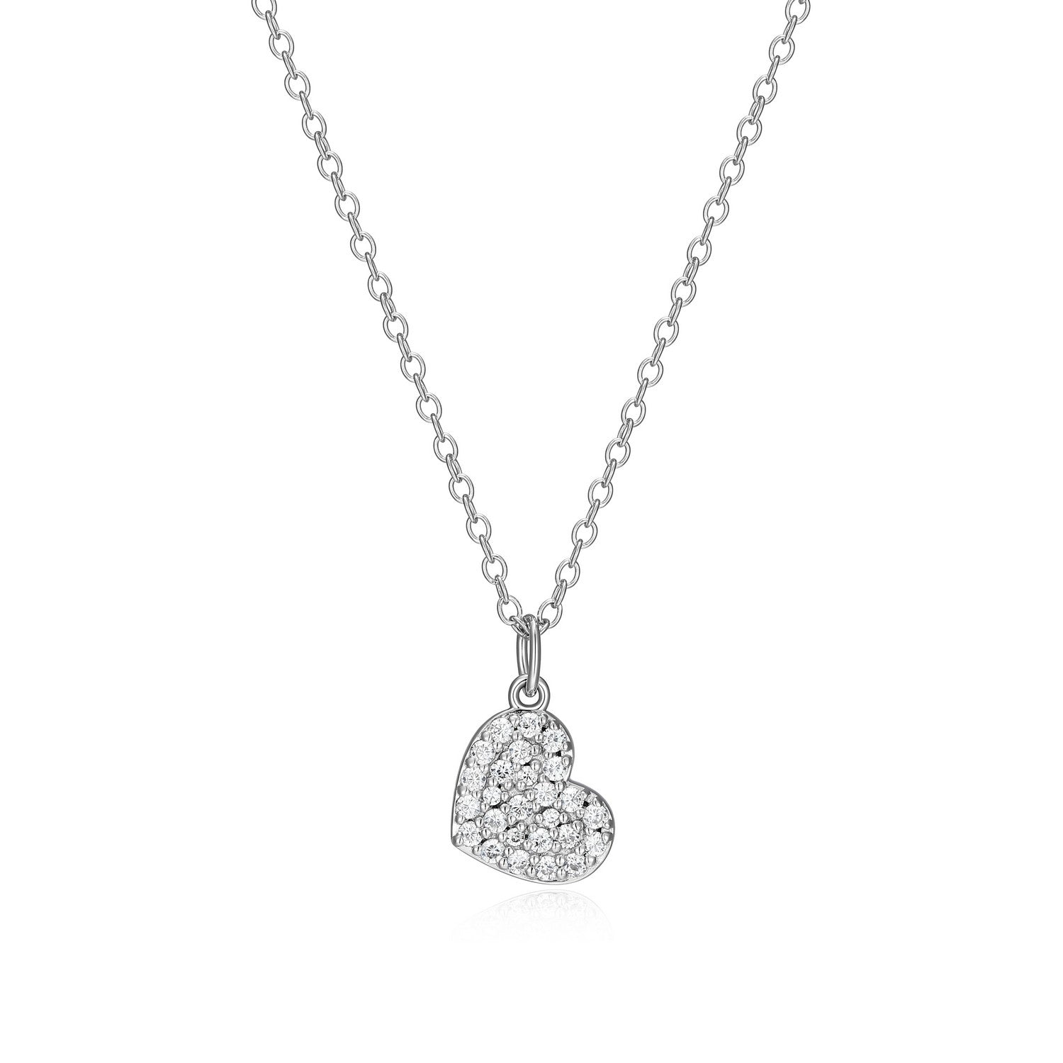 Sterling Silver Mini Heart CZ Pendant Necklace