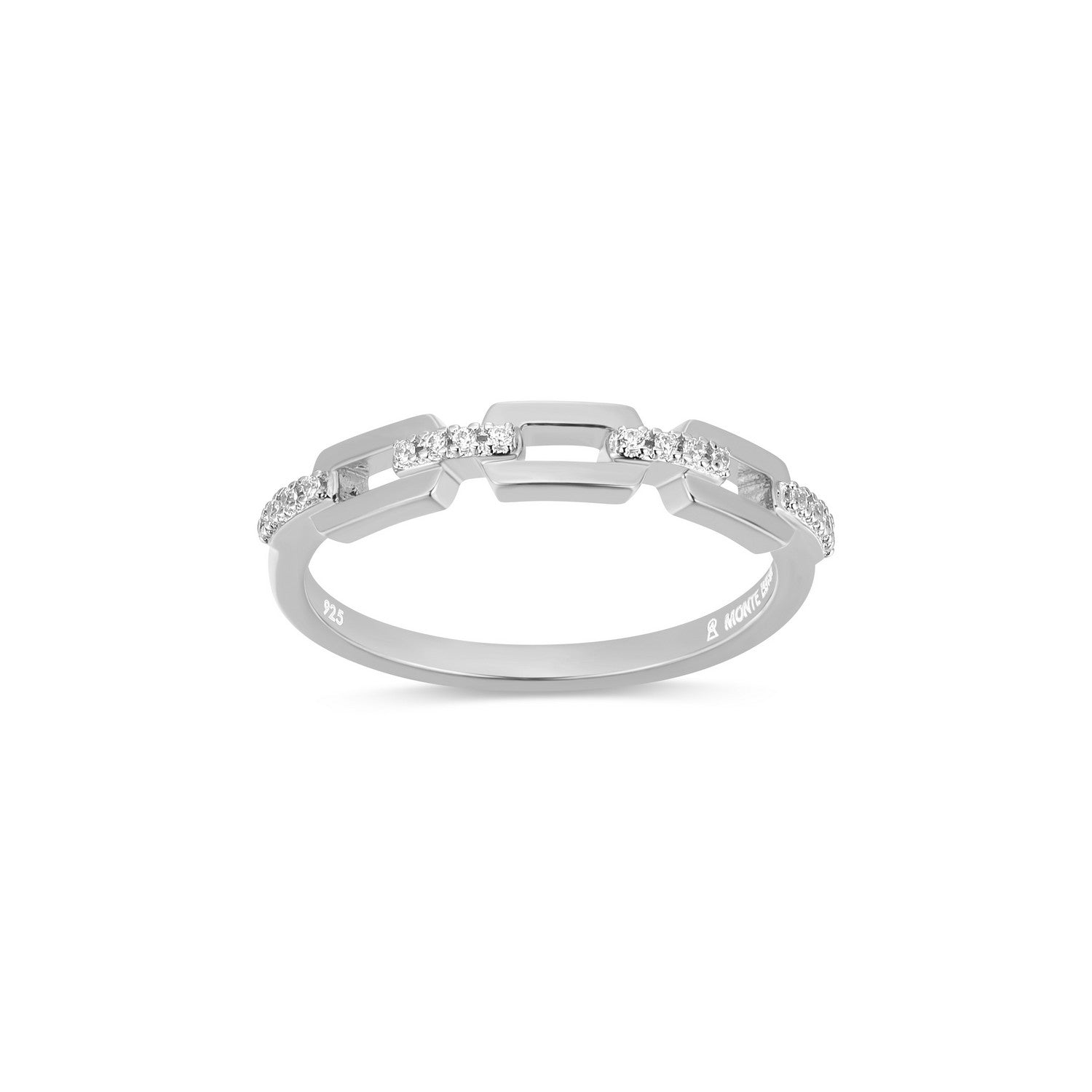 "M" Lab-Created Diamond Triple Link Stackable Ring