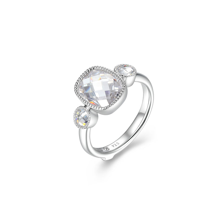 Emerald Cut Checkerboard CZ Ring, Size 7