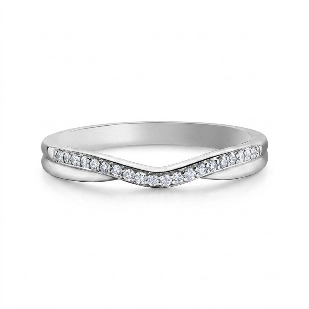 10k White Gold Curved Wedding Band