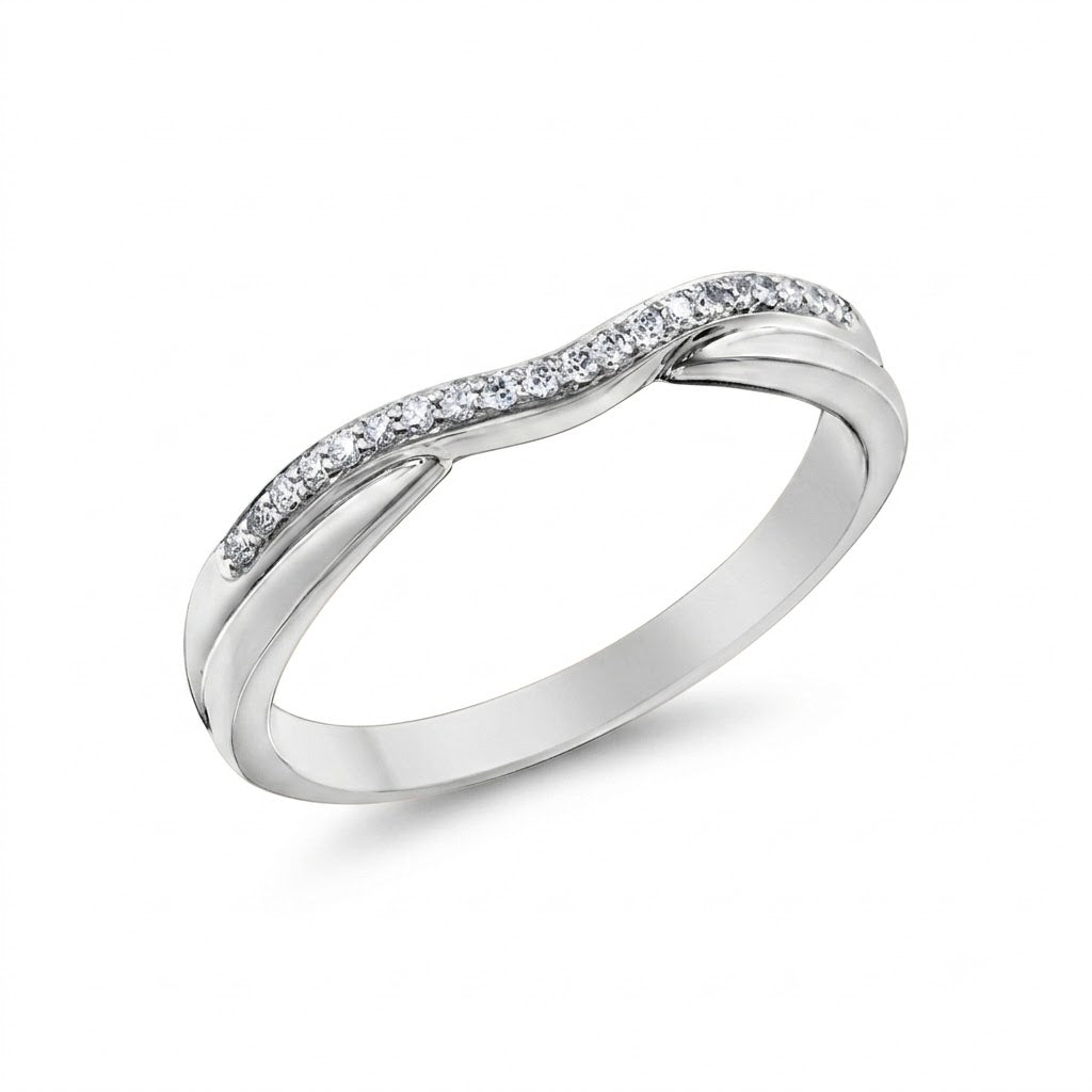 10k White Gold Curved Wedding Band