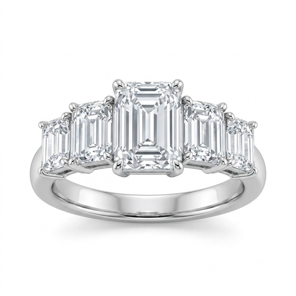 Diamond Evolution 14k White Gold 5-Stone Lab Diamond Ring, 2.54 TCW