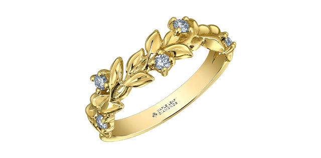 10K Leaf Design Canadian Diamond Ring