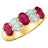 10K Yellow Gold Lab-Grown Ruby & Oval Diamond Band