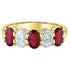 10K Yellow Gold Lab-Grown Ruby & Oval Diamond Band