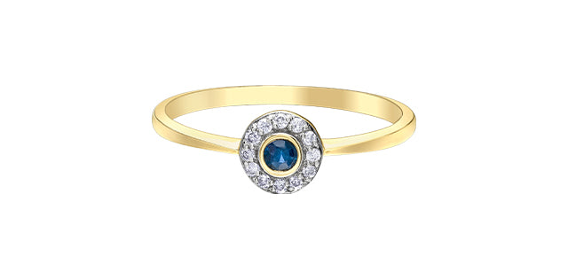 FINAL SALE- 10K Yellow Gold Sapphire & Diamond Petite Ring
