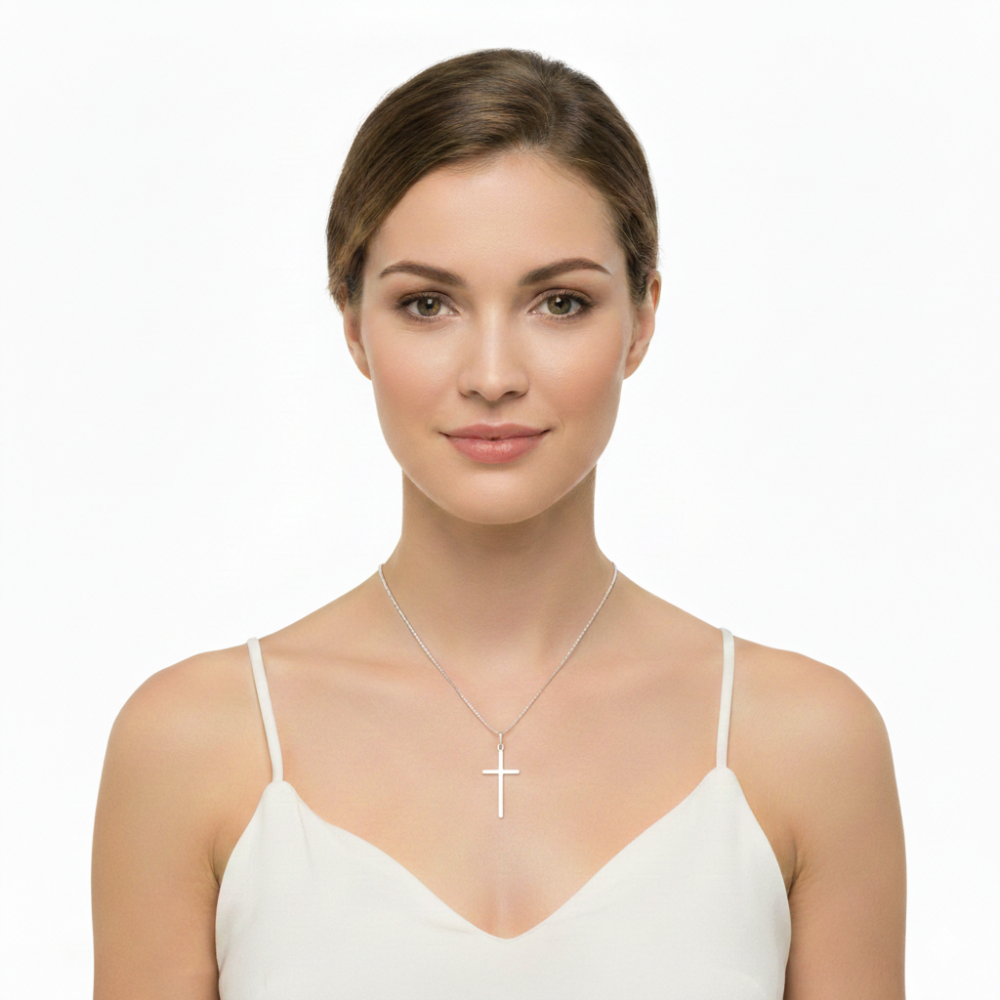 Grooved Cross Pendant, Medium