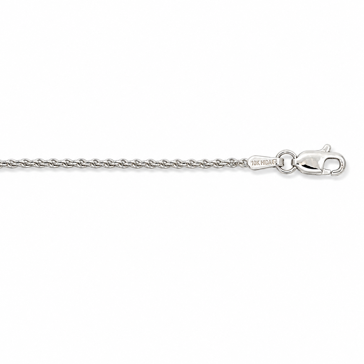 10k White Gold 1.59mm Solid Rope 7" Chain Bracelet