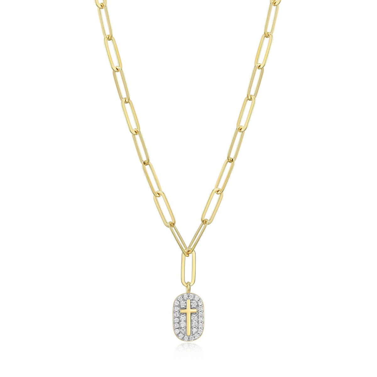 Lab-Grown Diamond Cross Tag Necklace