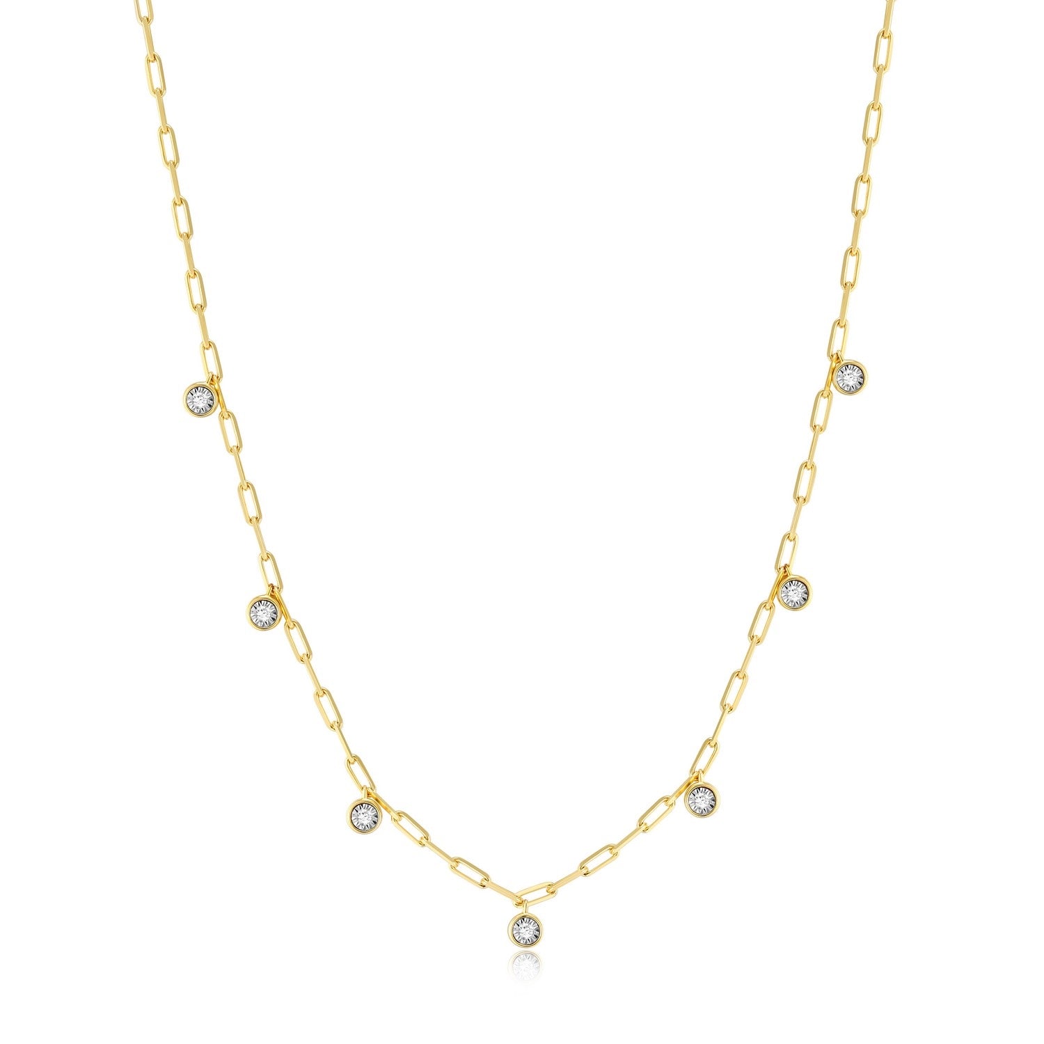 18K GP Lab-Grown Diamond Station Necklace