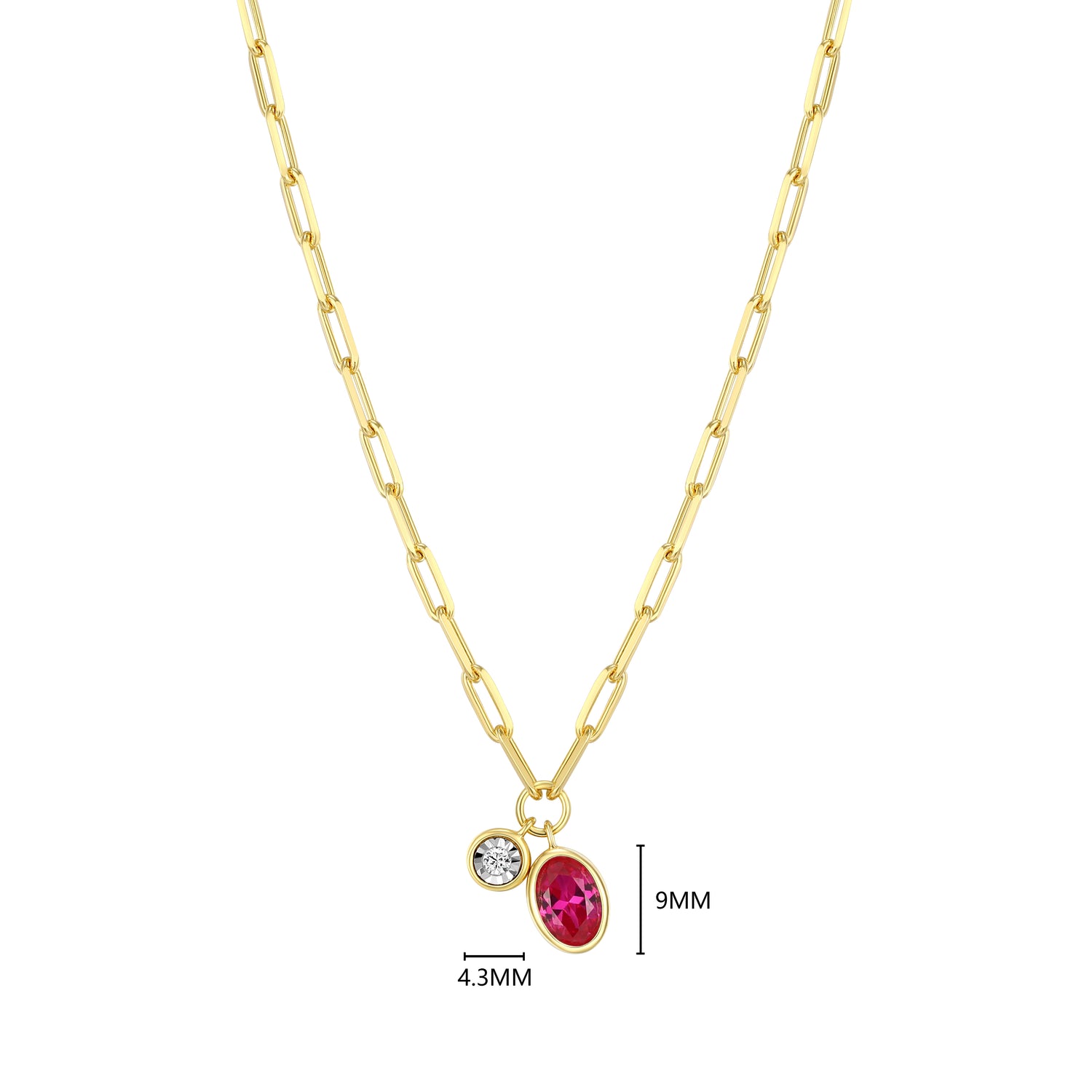 "M" July birthstone, gold-plat