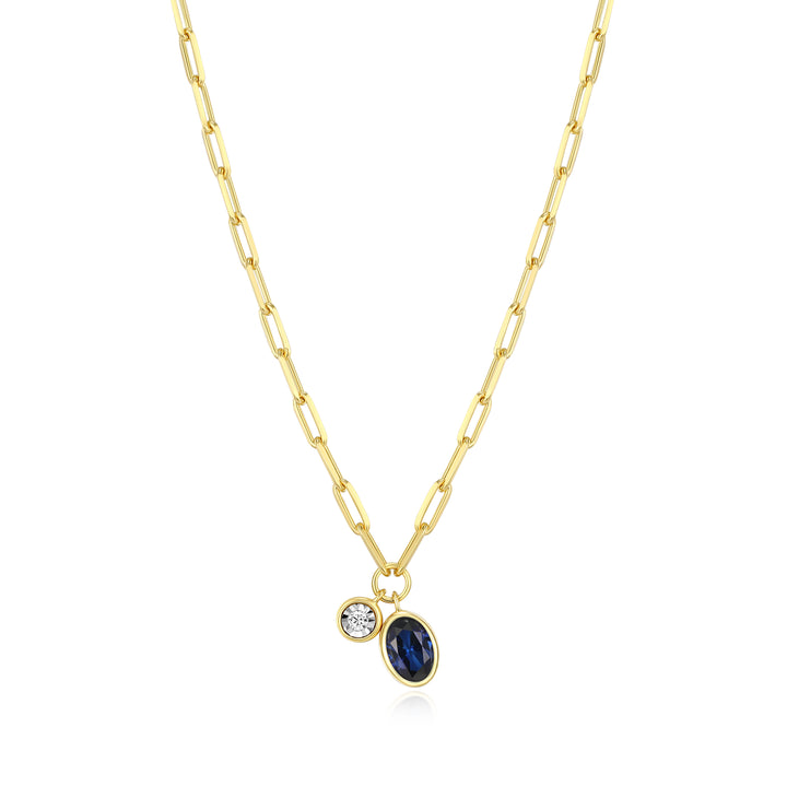 "M" September birthstone, gold