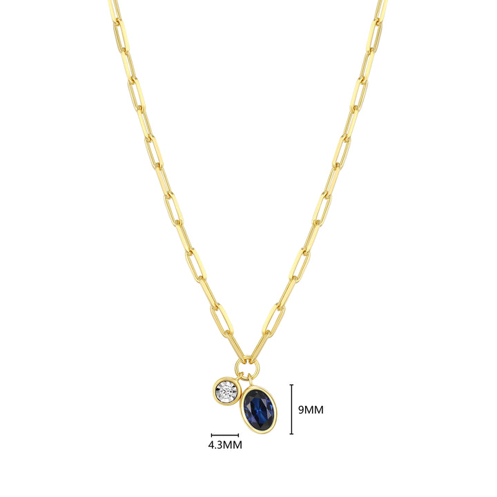 "M" September birthstone, gold