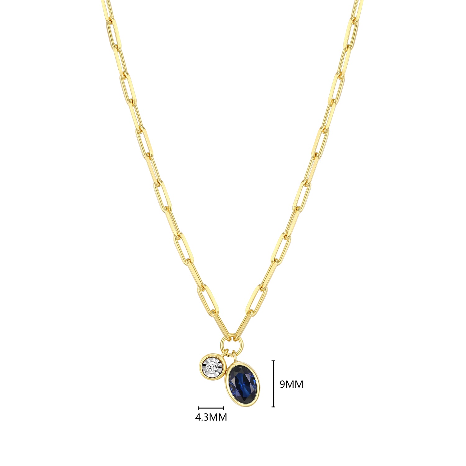 "M" September birthstone, gold