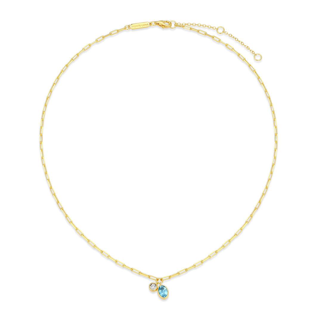 "M" December birthstone, gold-