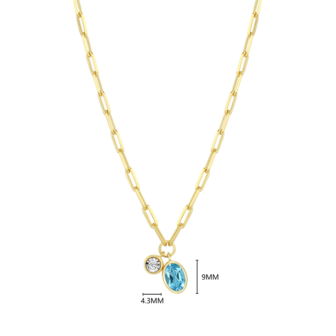 "M" December birthstone, gold-