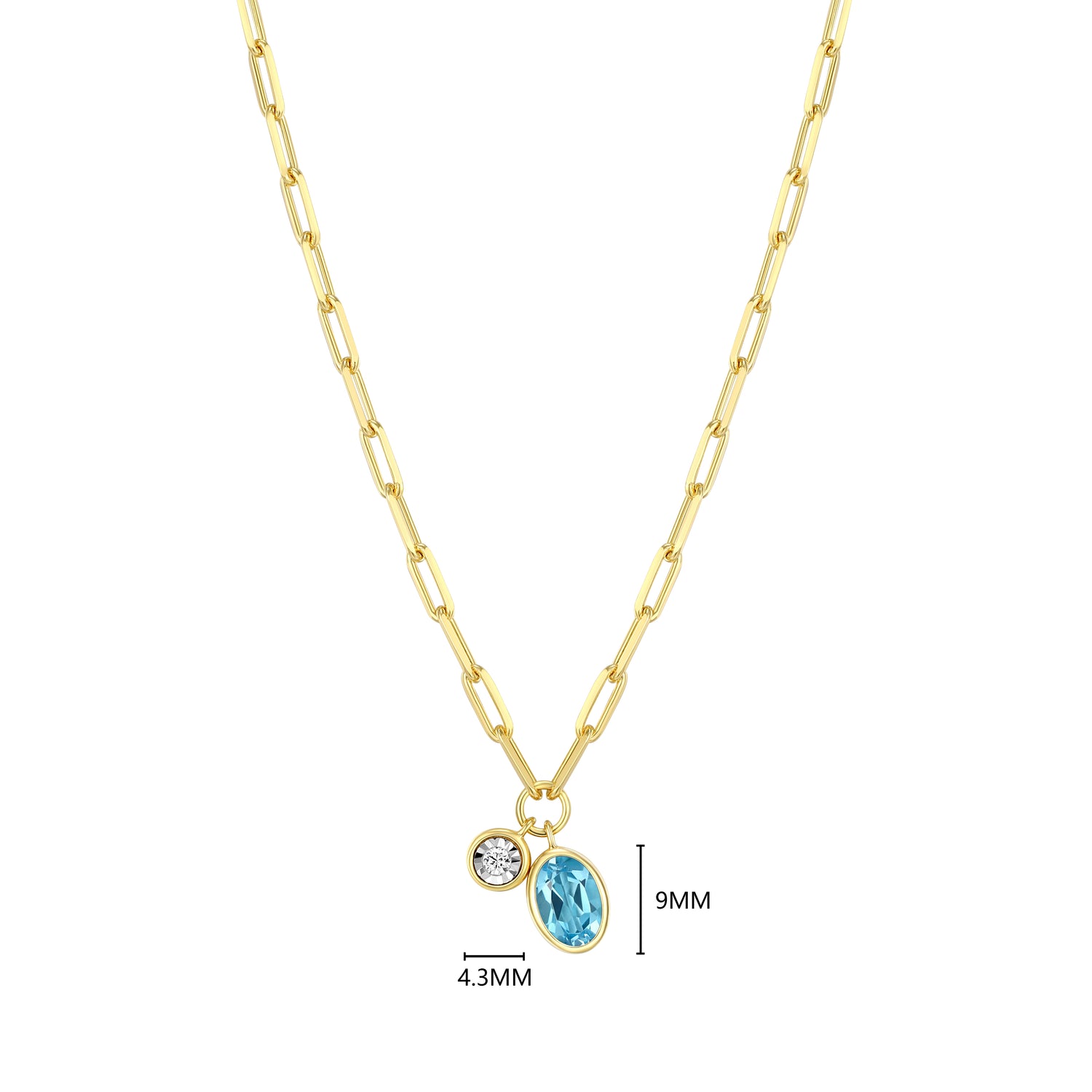 "M" December birthstone, gold-