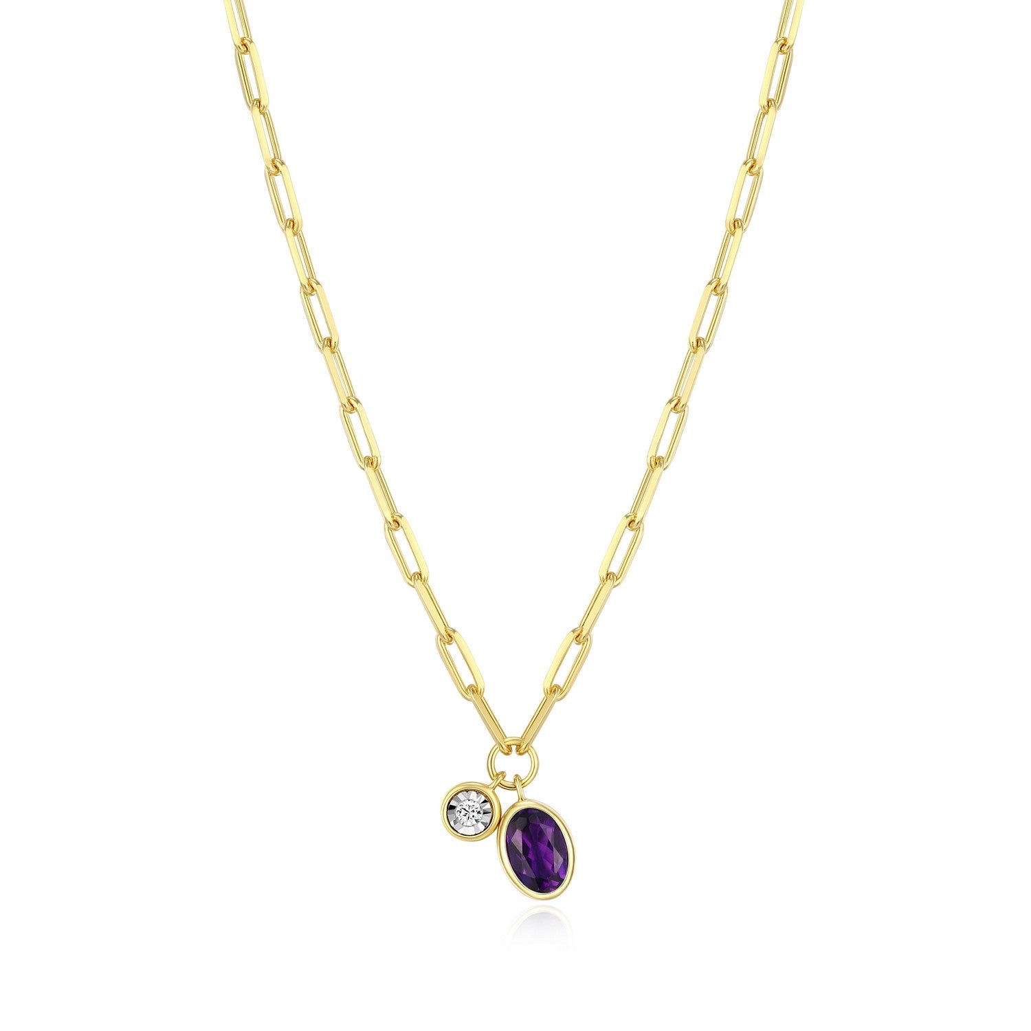 Amethyst & Lab-created Diamond Pendent, 18"