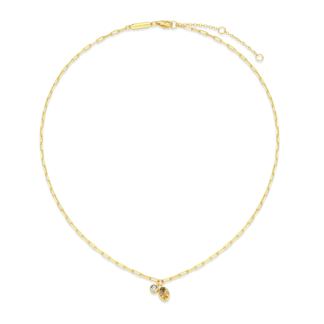 "M" November birthstone, gold-