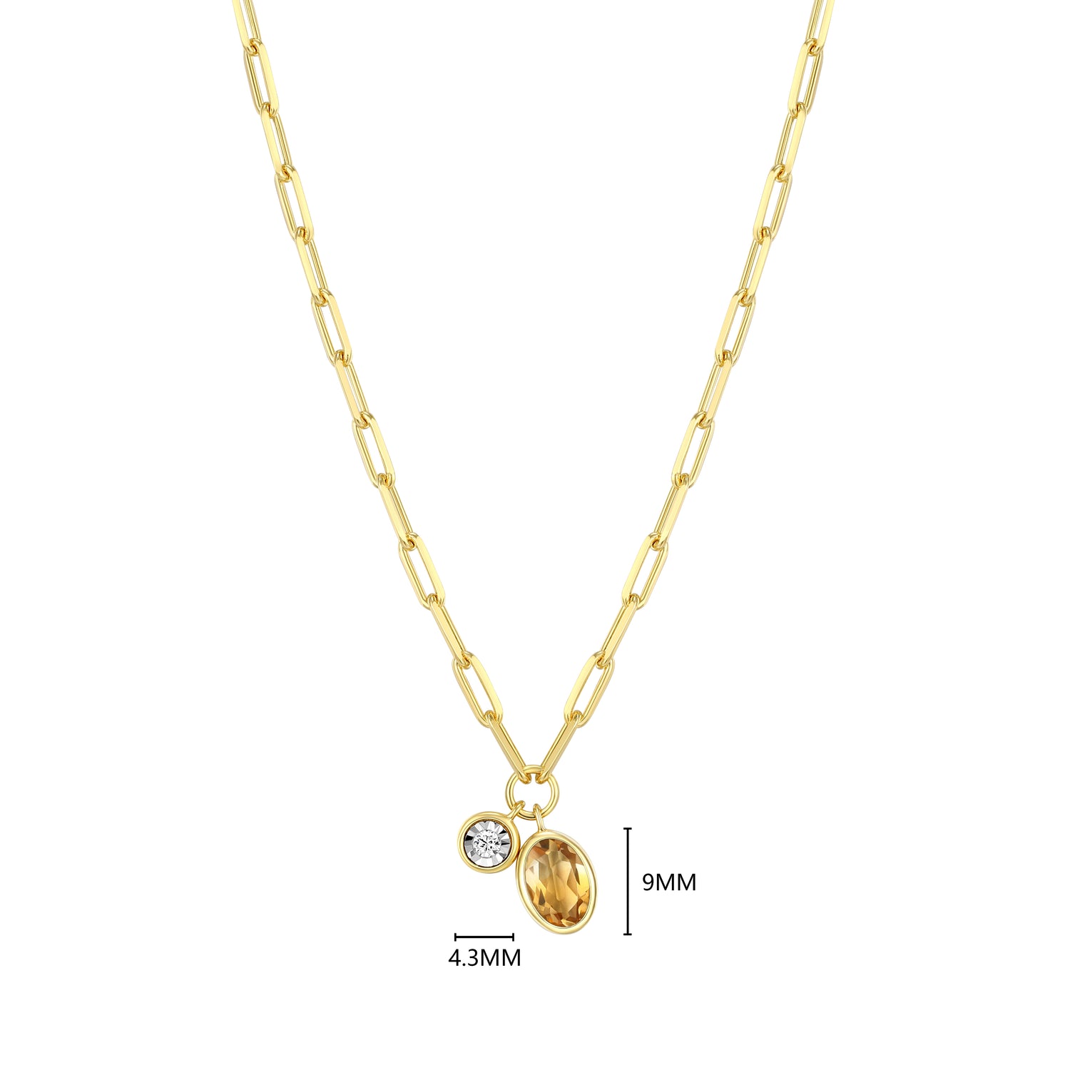 "M" November birthstone, gold-