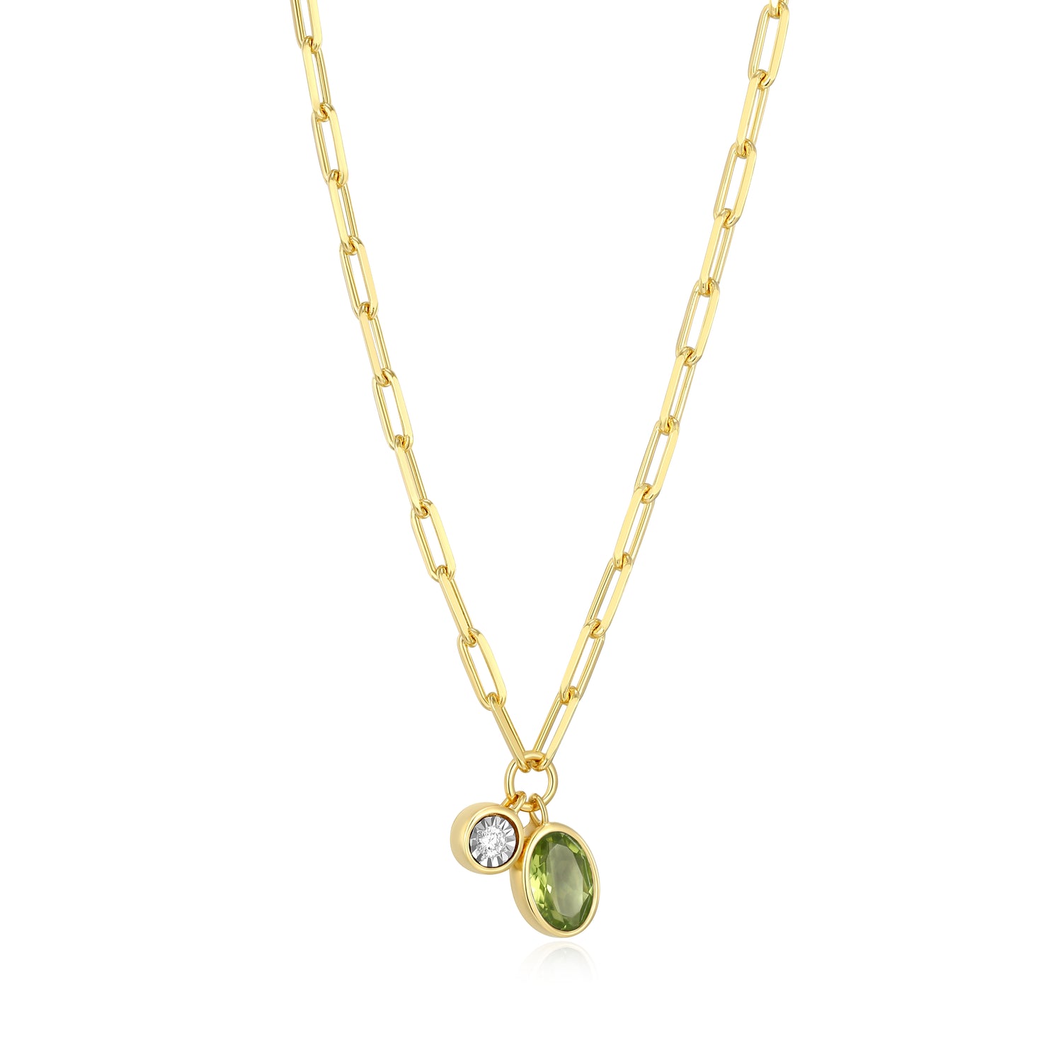 "M" August birthstone, gold-pl
