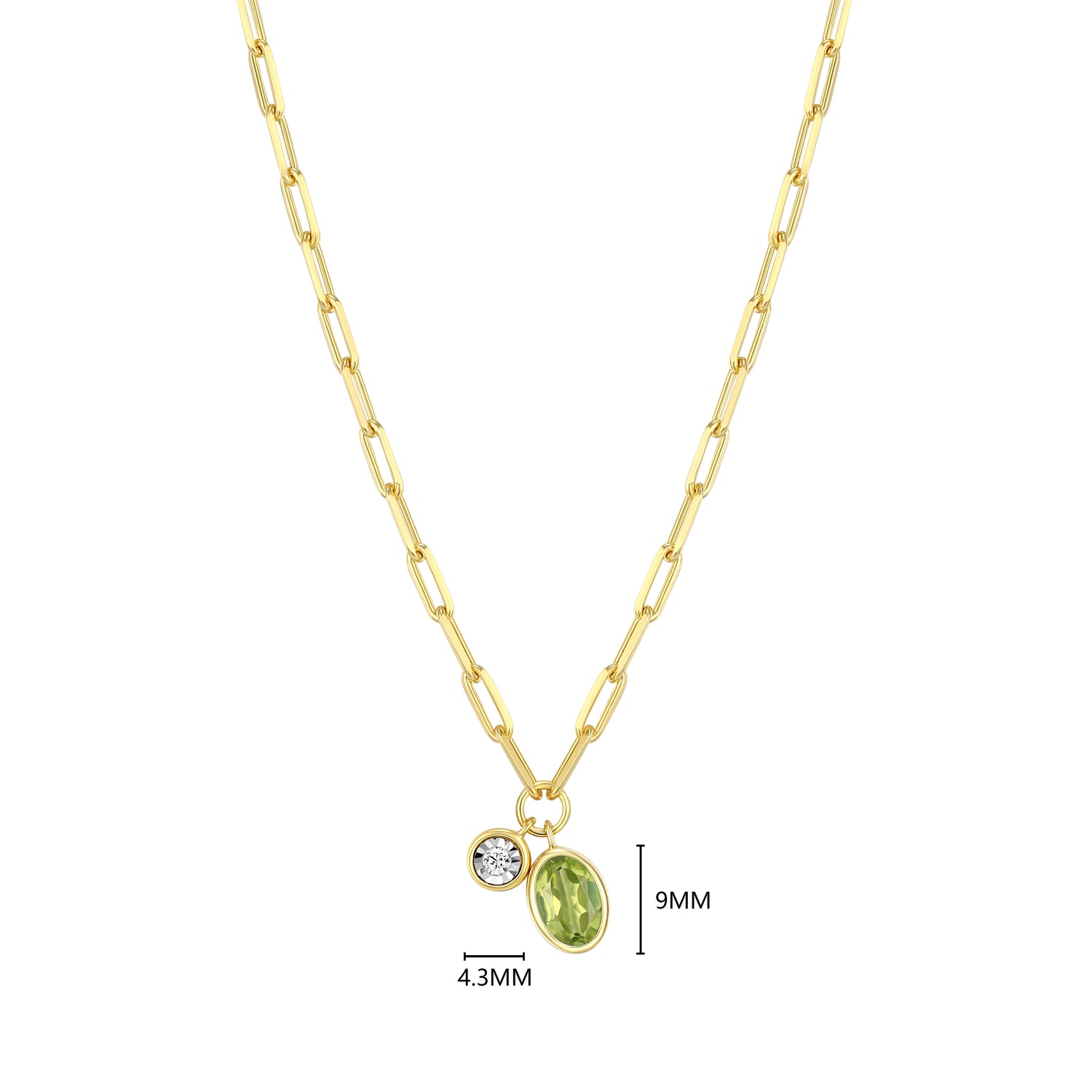 "M" August birthstone, gold-pl