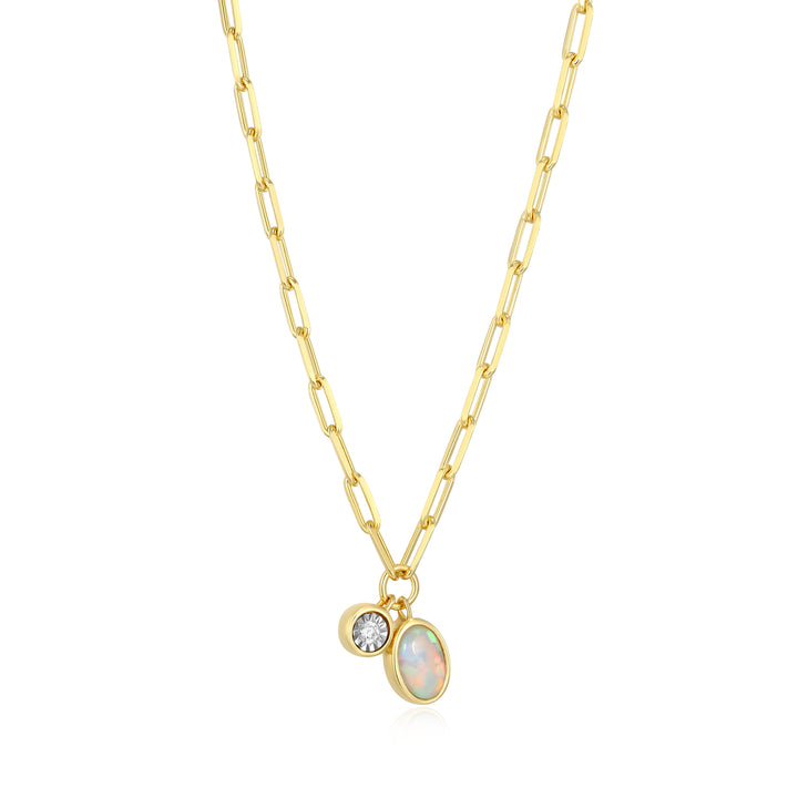 "M" October birthstone, gold-p