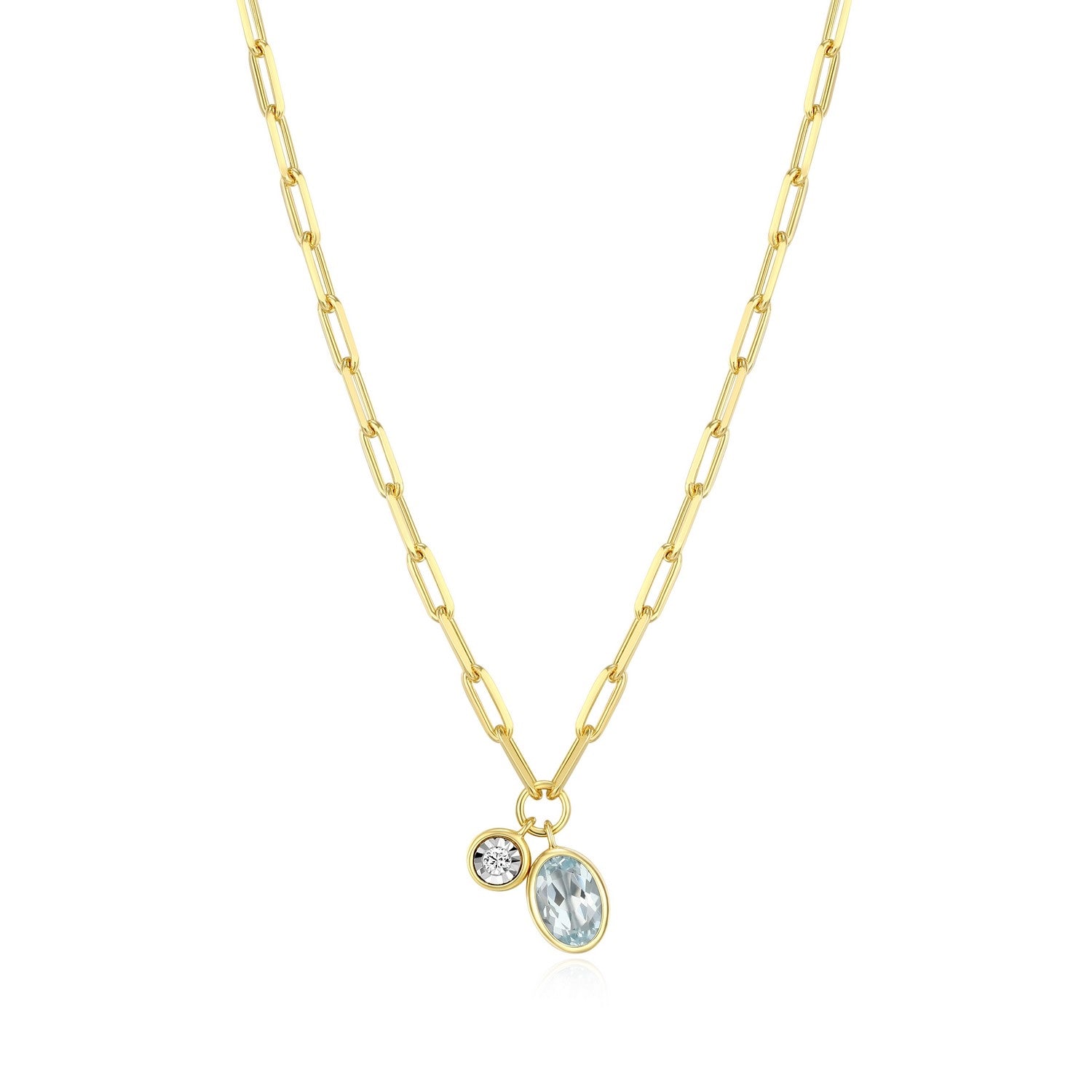 Aquamarine & Lab-created Diamond Pendant