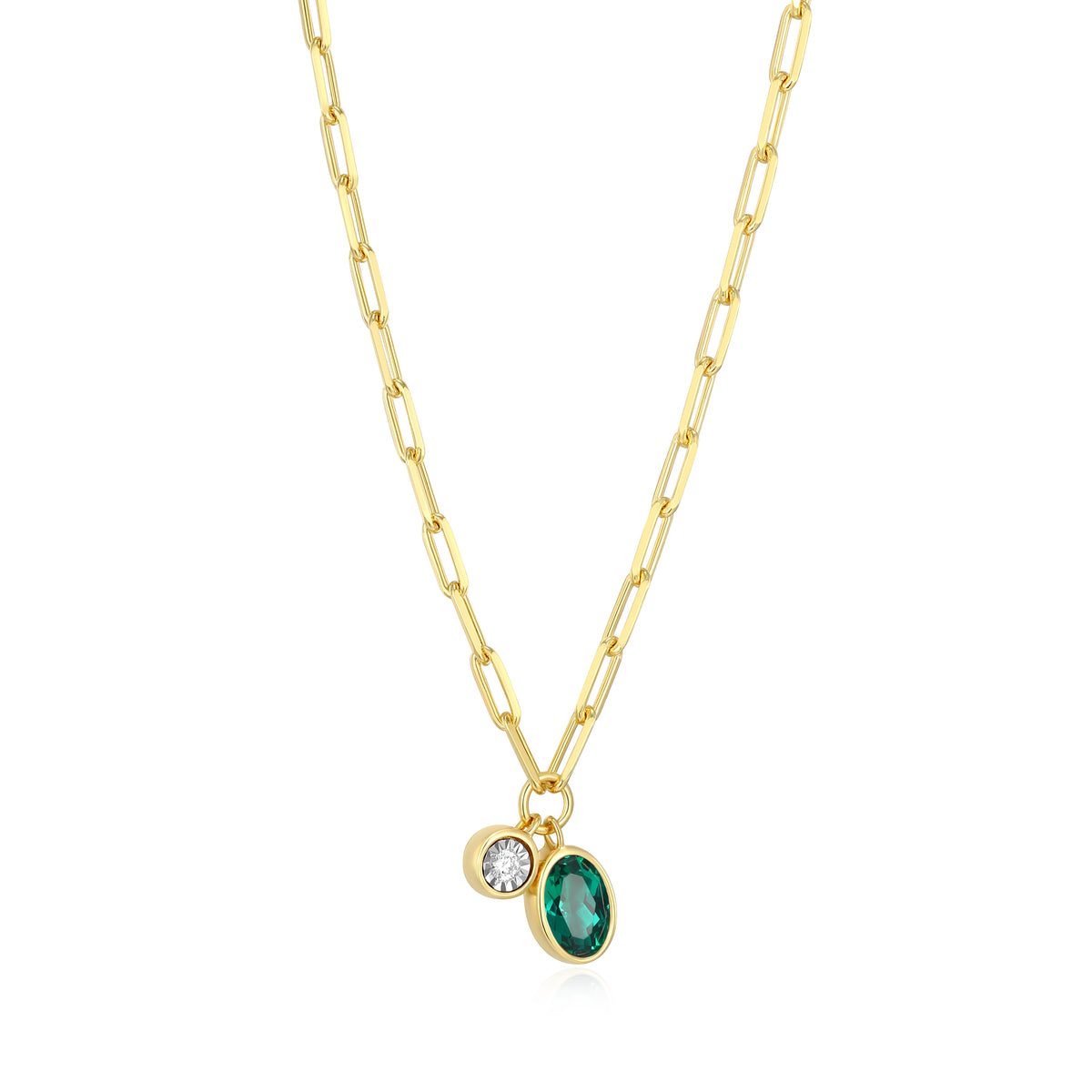 "M" May birthstone, gold-plate