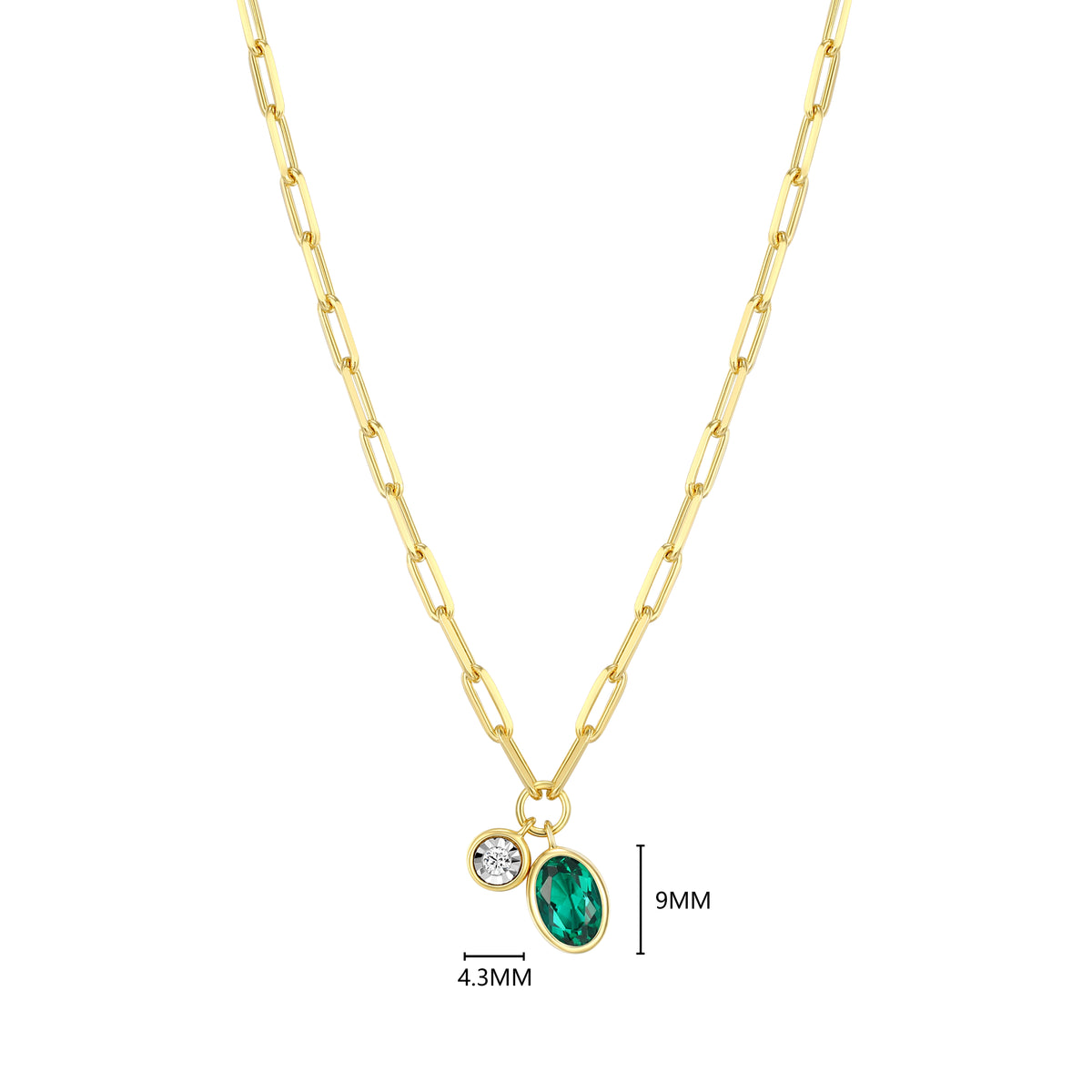 "M" May birthstone, gold-plate