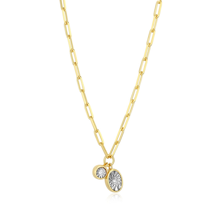 "M" April birthstone, gold-pla