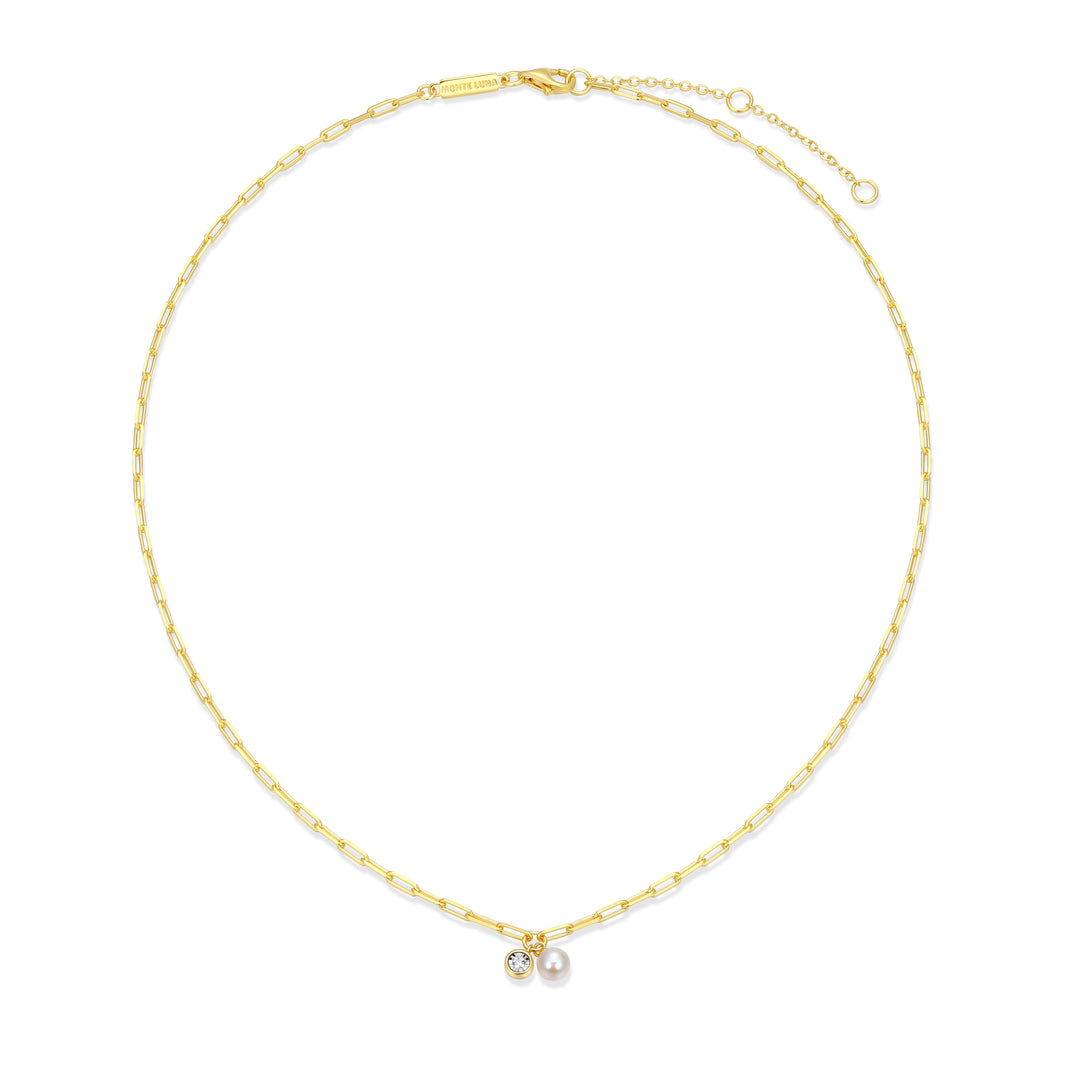 "M" June birthstone, gold-plat