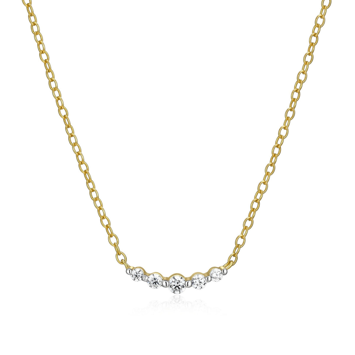 5-Stone Curved Bar Pendant, GP
