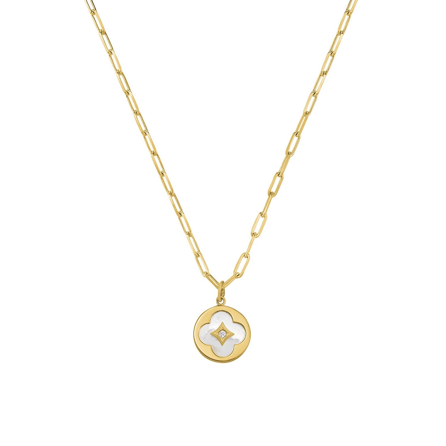 Bliss Gold-Plated 11mm Mother-of-Pearl Clover Pendant by Charles Garnier
