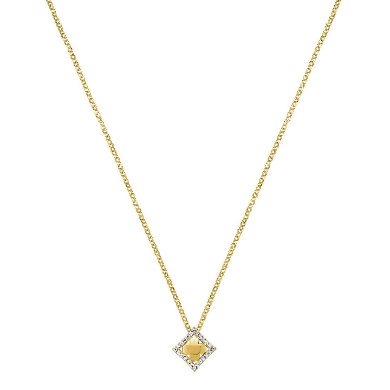 Charles Garnier "Bliss" Stacking Clover Pendant - 17-19" Gold-Plated Silver
