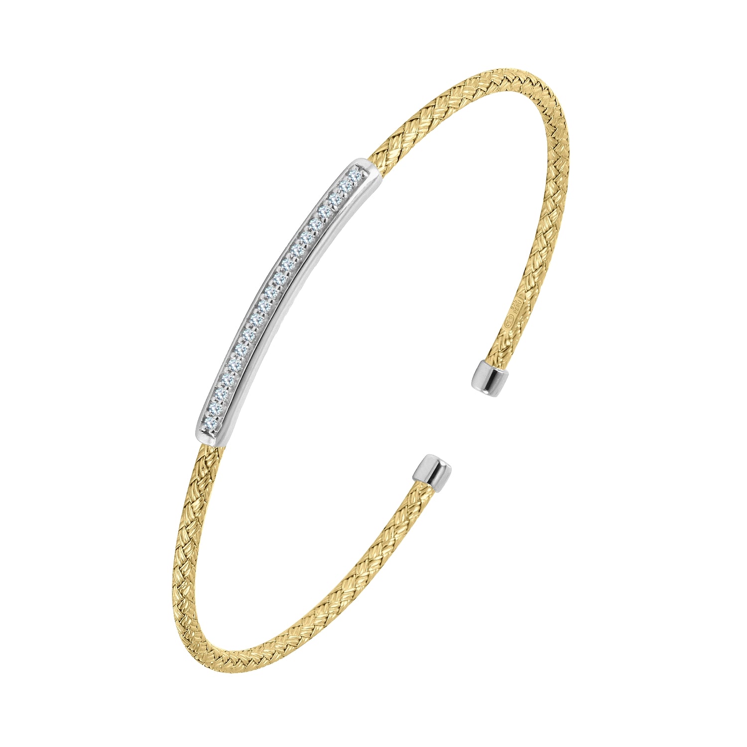 Cuff Bracelet with 2mm Woven CZ Bar