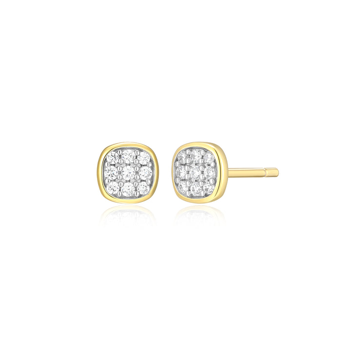 Pave Cushion Stud Earrings, 0.10tdw