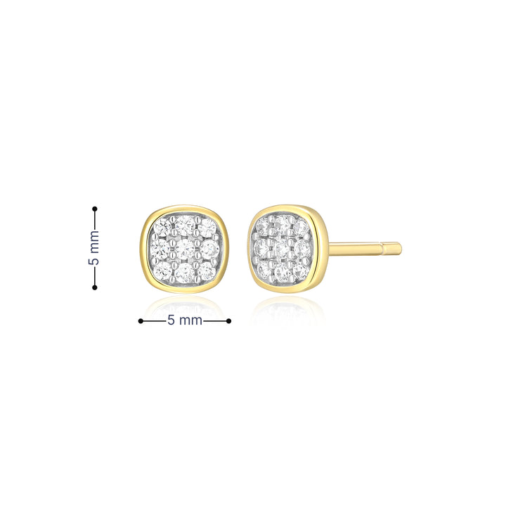 Pave Cushion Stud Earrings, 0.10tdw