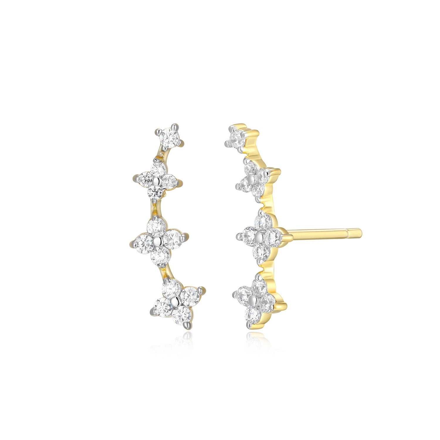 Curved Flower Stud Earrings