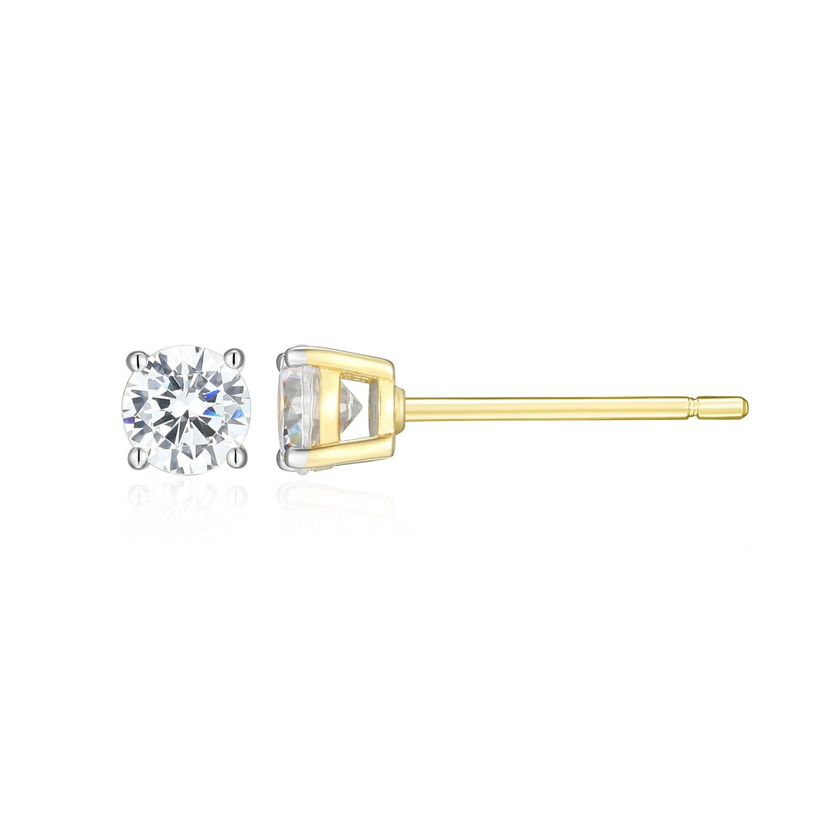 Classic 4-Prong Solitaire Lab-Grown Stud Earrings, GP